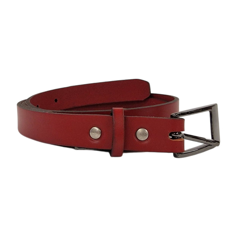 Ceinture femme fine cuir rouge, Tucker
