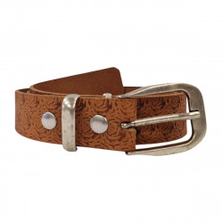 Ceinture cuir embossé, cuir de taureau. Ceinture style Yellow Stone. Mode durable