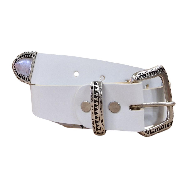 Ceinture blanche, cuir blanc, style western,  Idée cadeau . Tucker