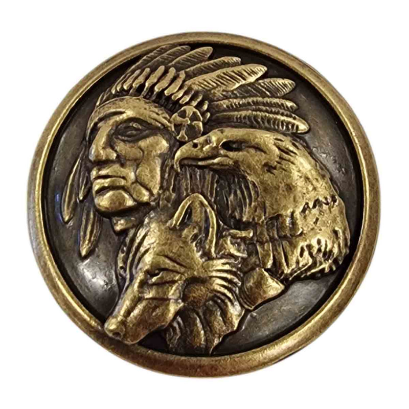Concho rond,  native American, tête de loup, aigle , Tucker