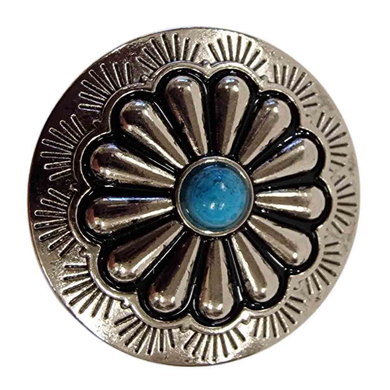 Concho chromée imitation turquoise, Tucker