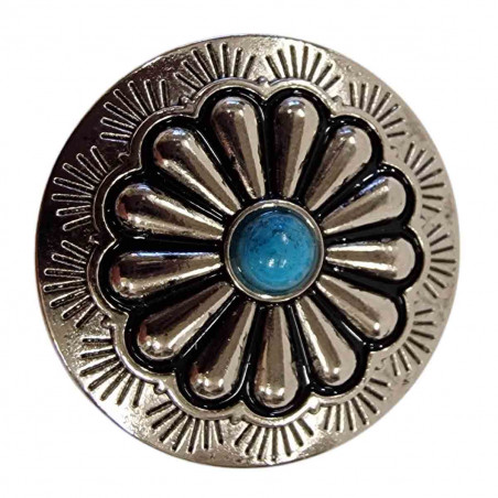 Concho chromée imitation turquoise, Tucker
