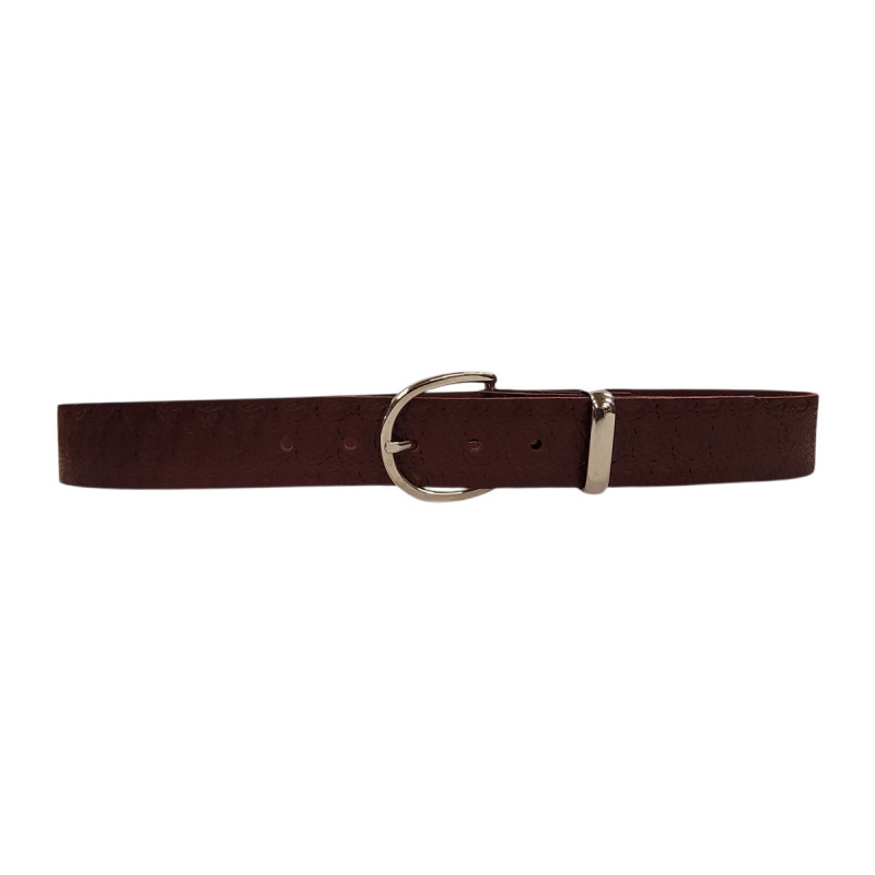 Ceinture embossée, cuir de vachette pleine fleur, Tucker