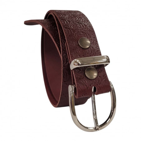 Ceinture embossée, cuir de vachette pleine fleur, Tucker