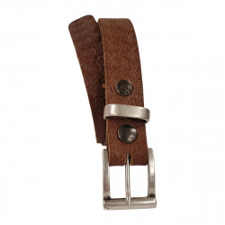 Ceinture souple embossée, cuir de vachette couleur fauve, Tucker