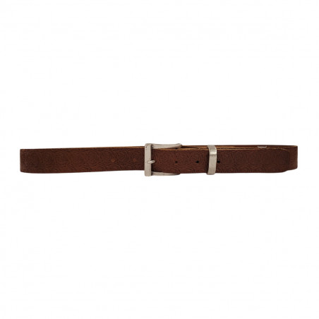 Ceinture souple embossée, cuir de vachette couleur fauve, Tucker