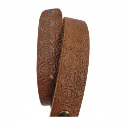 Ceinture souple embossée, cuir de vachette couleur fauve, Tucker