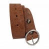 Ceinture souple embossée, cuir de vachette couleur fauve, Tucker