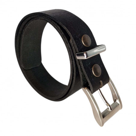 Ceinture cuir de buffle noir, souple et robuste, Tucker