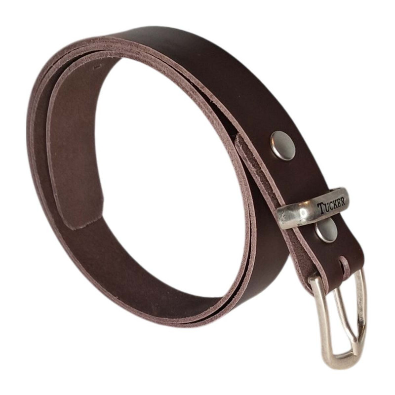 Petite ceinture fine marron foncé, cuir Tucker