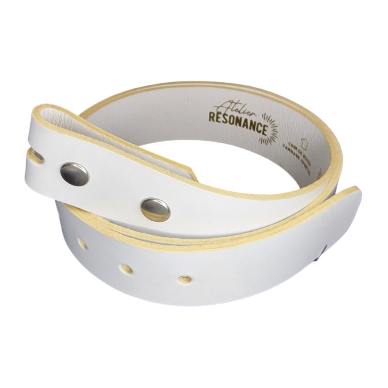 Ceinture cuir de vachette blanc, cuir pleine fleur, Tucker