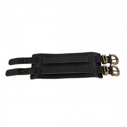 Bracelet de force en cuir pleine fleur, double lanières cuir, Atelier Sevrier Tucker