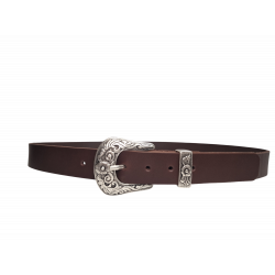 Ceinture marron chocolat, classique. Cuir de taureau pleine fleur. Fabrication artisanale française Tucker. Mode durable.