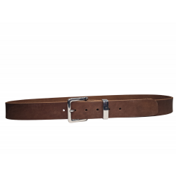 Ceinture marron chocolat, classique. Cuir de taureau pleine fleur. Fabrication artisanale française Tucker. Mode durable.