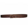 Ceinture marron chocolat, classique. Cuir de taureau pleine fleur. Fabrication artisanale française Tucker. Mode durable.