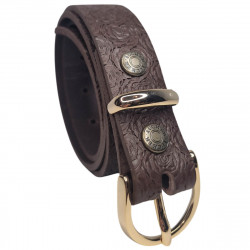 Ceinture marron motifs Roses, ceintures embossées, ceinture style rock, Tucker