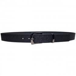Ceinture cuir de buffle noir, détail roses embossées, Tucker