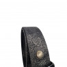 Ceinture cuir de buffle noir, détail roses embossées, Tucker