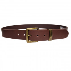 Ceinture marron chocolat, classique. Cuir de taureau pleine fleur. Fabrication artisanale française Tucker. Mode durable.