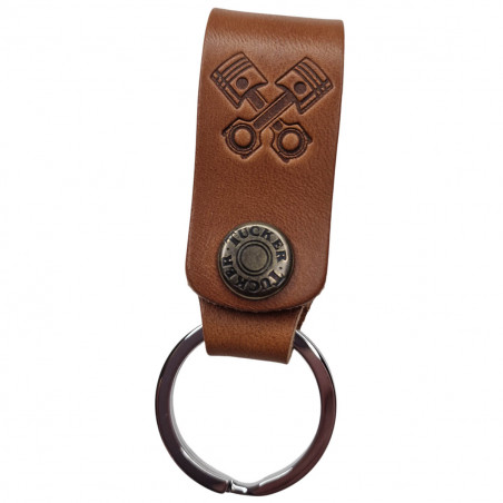 Porte-clefs motif mécanique, embossé à chaud, rendu traditionnel