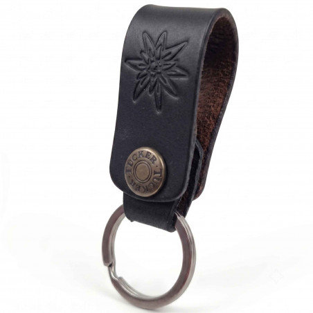 Porte-clés en cuir, motif edelweiss, Tucker