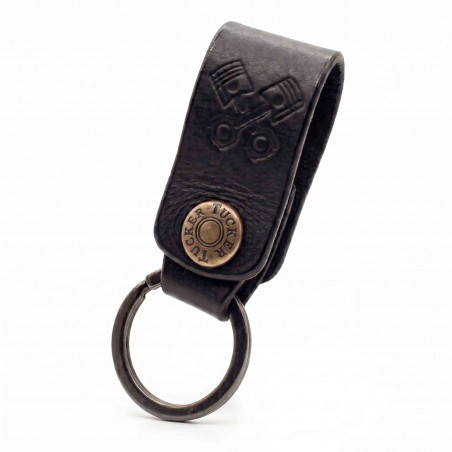 Porte-clefs motif pistons,  cuir très résistant