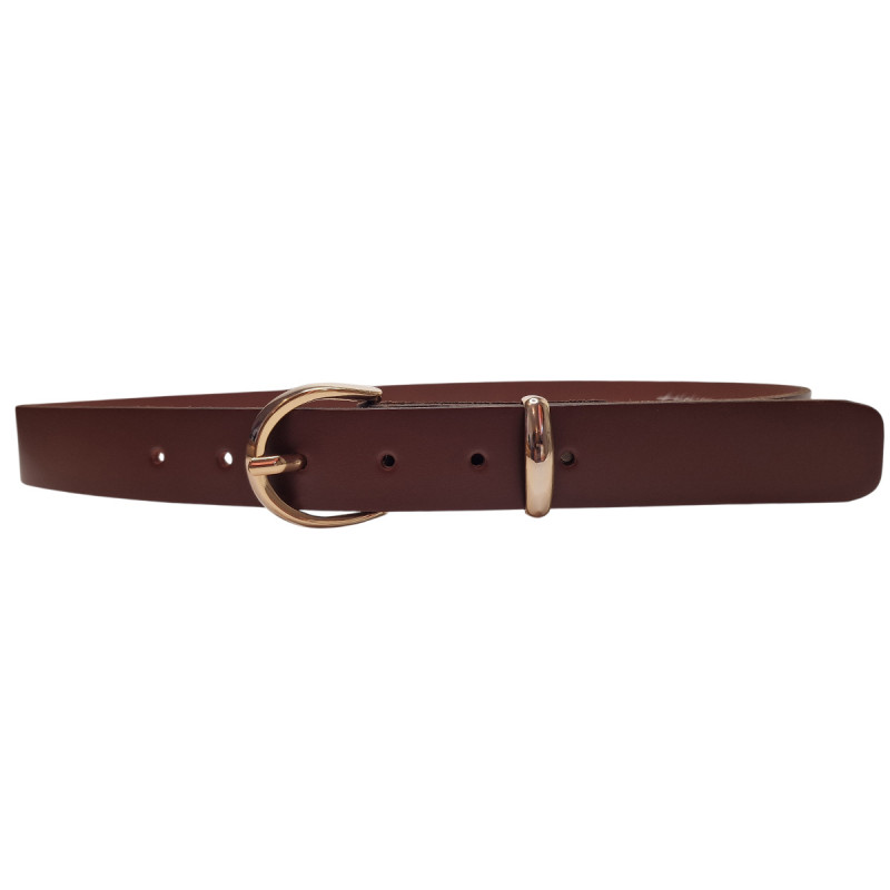 Ceinture fine élégante marron,  cuir de taureau Tucker.  Sustainable fashion