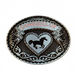 boucle de ceinture cowgirl motif cœur et cheval