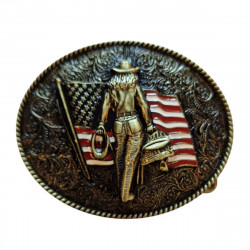 boucle de ceinture cowgirl et drapeau américain