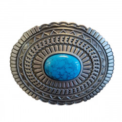 boucle de ceinture imitation pierre turquoise motifs amérindiens