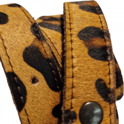 Ceinture femme motifs panthère. Cuir de vachette et petite coutures. Tucker