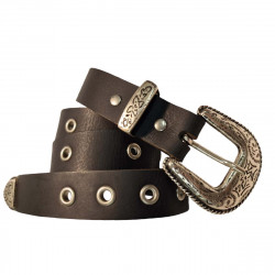 Ceinture boucle western, cuir de buffle pleine fleur, ceinture bijoux. Ceinture cuir Unisexe. Tucker