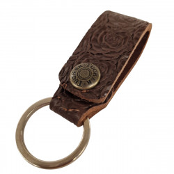 Porte-clés cuir résistant Tucker, cuir embossé motifs roses