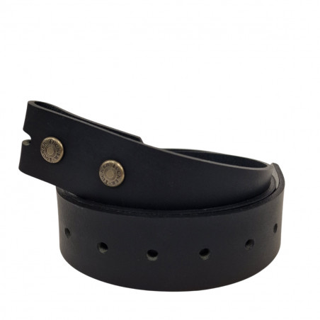 Ceinture noire mat, cuir de buffle pleine fleur, Tucker. La ceinture française noire, souple, pratique.