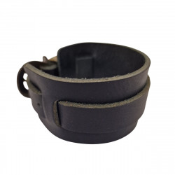 Bracelet de force cuir noir, fait main, Tucker