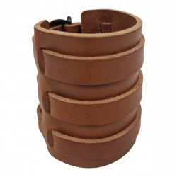 Bracelet de force marron, solide et confortable, cuir pleine fleur, made in la France Sevrier, by Tucker
