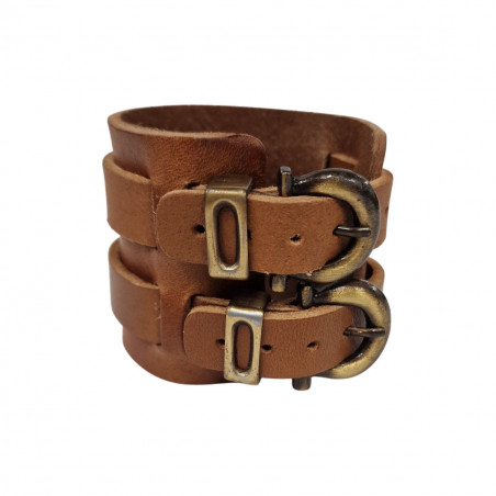 Bracelet de force cuir marron Tucker. Leather strength bracelet  for men.
