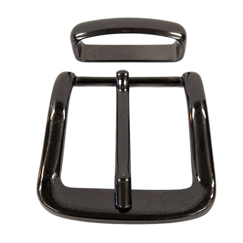 Boucle de ceinture shiny black metal, Tucker