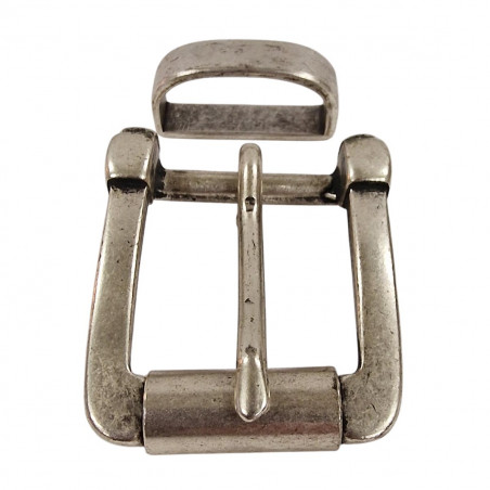 Boucle de ceinture vintage, argent vieilli, Tucker