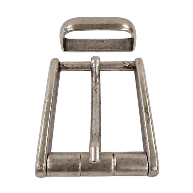 Boucle de ceinture aspect argent vieilli, boucle à rouleau, Tucker