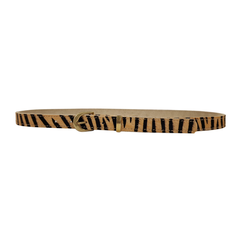 Ceinture fine  cuir femme motifs tigre. Tucker