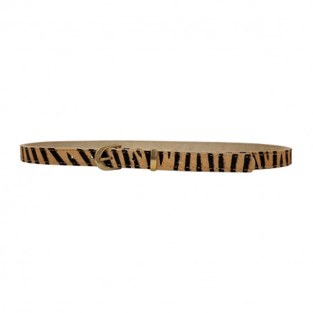 Ceinture fine  cuir femme motifs tigre. Tucker