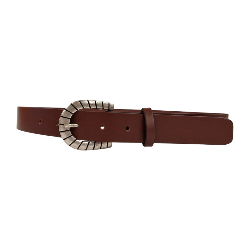 Ceinture fine élégante marron,  cuir de taureau Tucker.  Sustainable fashion
