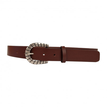 Ceinture fine élégante marron,  cuir de taureau Tucker.  Sustainable fashion