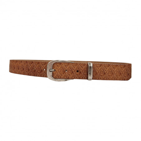 Ceinture cuir embossé, cuir de taureau. Ceinture style Yellow Stone. Mode durable
