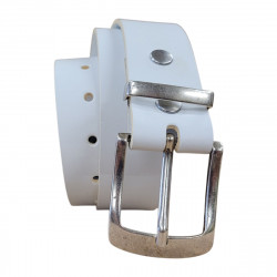 Ceinture cuir de vachette blanc, cuir pleine fleur, Tucker