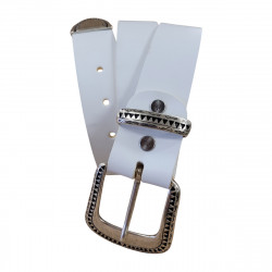 Ceinture blanche, cuir blanc, style western,  Idée cadeau . Tucker