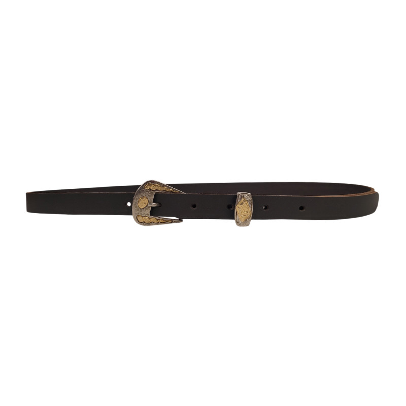 Ceinture femme fine cuir couleur bistre, Tucker