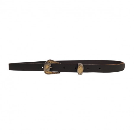 Ceinture femme fine cuir couleur bistre, Tucker