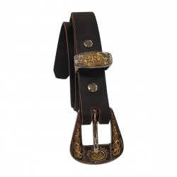Ceinture femme fine cuir couleur bistre, Tucker